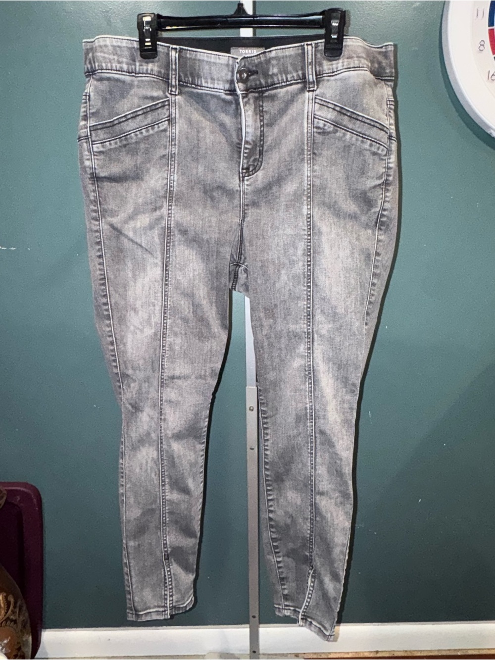 torrid Grey Wash Skinny Jeans with Front Seams